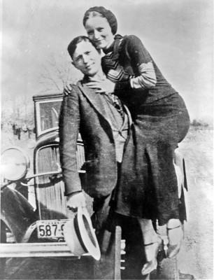 Bonnie and Clyde in March 1933, in a photo found by police at the Joplin, Missouri, hideout-original.jpg