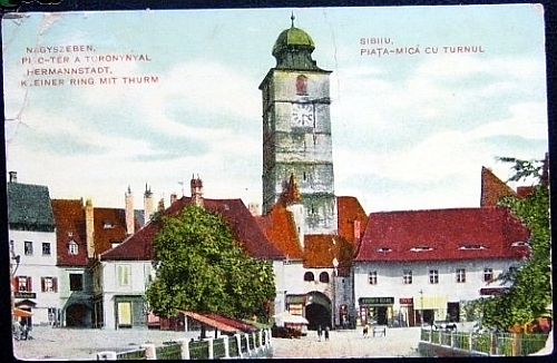 Hermannstadt.1910. Kleiner Ring mit dem Rathausturm.2.jpg