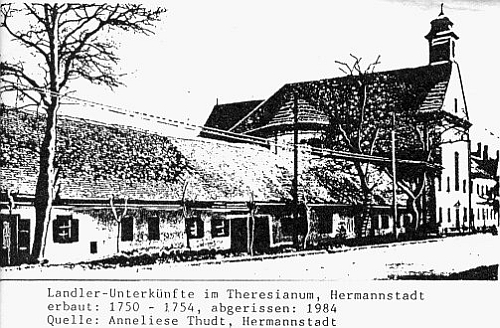 Hermannstadt.Theresianum.Zeichnung Landler_unterkünfte erbaut 1750-1754, abgerissen 1984.jpg